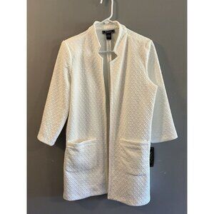 NYCC White Mid Length‎ Open Blazer Size L NWT
